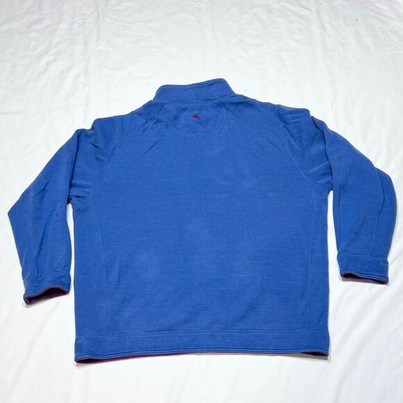 Tommy Bahama Reversible 1/4 Zip Pullover Sweater Men Large Blue Purple Used - Picture 2 of 8